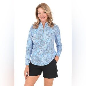 Anthony’s Resort Wear Sealife Dots Cooling UPF50+ Mock Neck Top S EUC